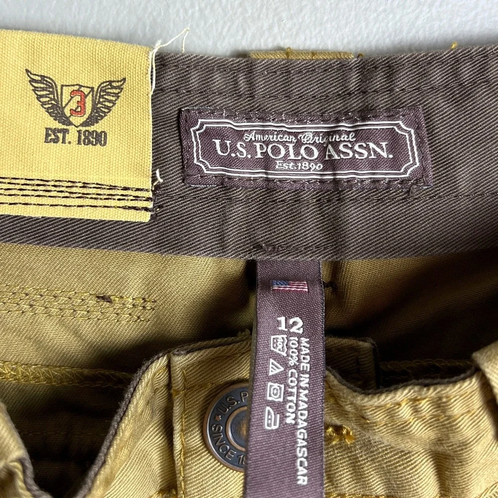 U.S. Polo Assn. Cargo Shorts Khaki Cotton Utility Size 12
